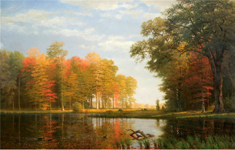 Albert Bierstadt Oil Painting Autumn Woods